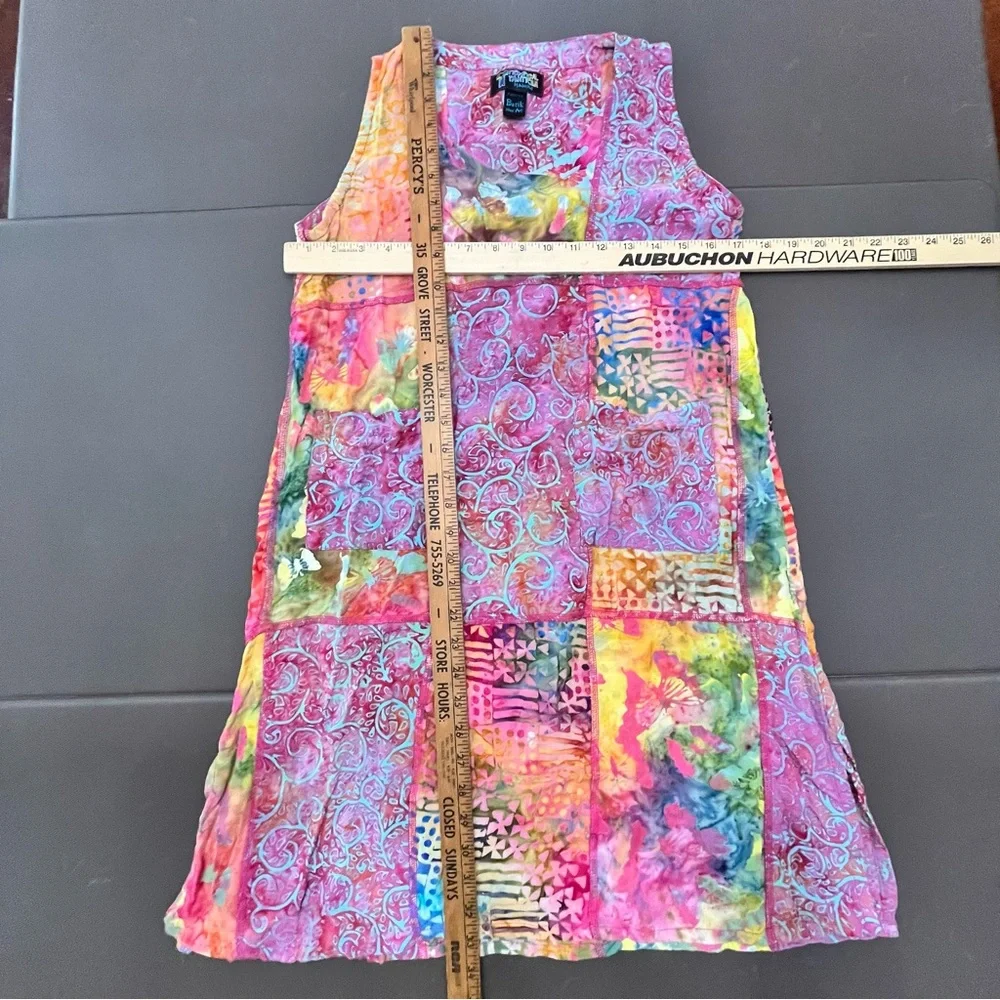 Tropical Tantrum Dress‎ Hawaii Bright Floral Patchwork Pockets Boho XS Mini - Picture 9 of 9